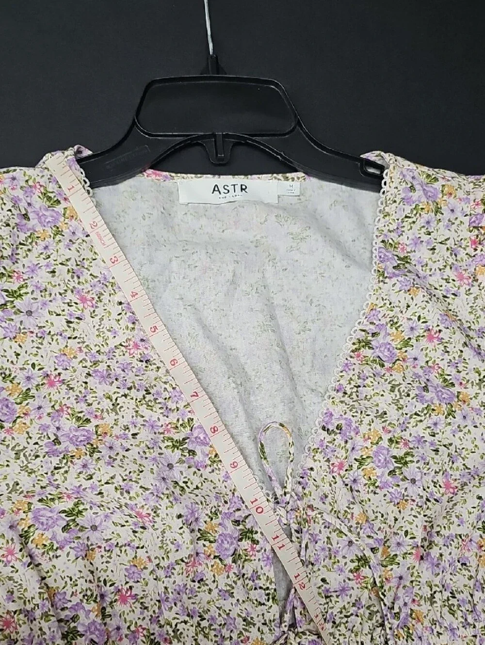 Astr Floral Tie-Front Peplum Top Size M